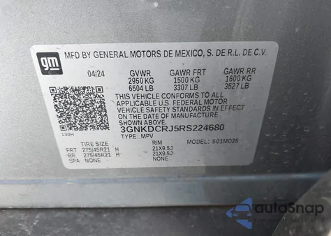 2024 Chevrolet Blazer Ev Eawd Rs z USA, uszkodzony, nr VIN 3GNKDCRJ5RS224680